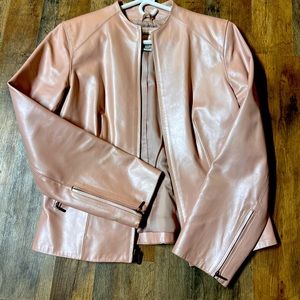 Vintage, blush pink, genuine leather jacket